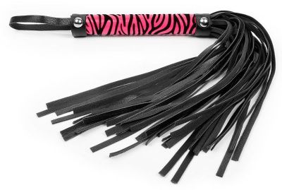 Черная многохвостовая плеть с круглой розовой ручкой-зеброй - 39 см. от Bior toys