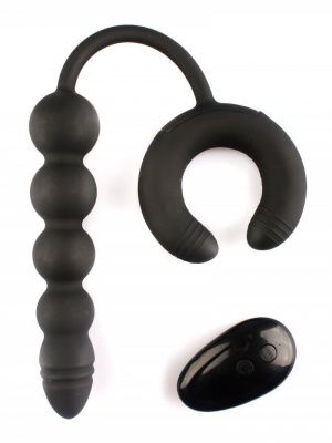 Черный анальный вибростимулятор с эрекционным кольцом от Сумерки богов