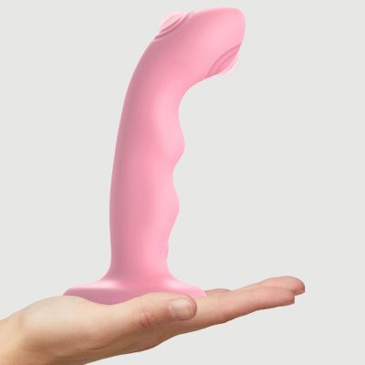 Розовая насадка-стимулятор Strap-On-Me Tapping Dildo Wave от Strap-on-me