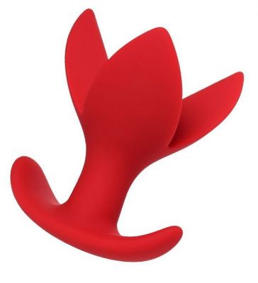 Красная силиконовая расширяющая анальная пробка Flower - 9 см. от ToyFa