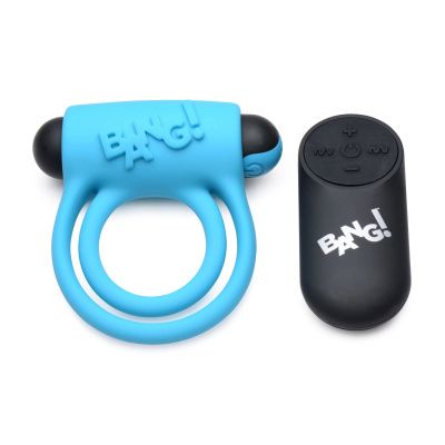 Голубое эрекционное виброкольцо 28X Remote Control Vibrating Cock Ring   Bullet от XR Brands