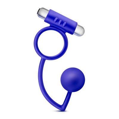 Синее эрекционное кольцо Penetrator Anal Ball with Vibrating Cock Ring от Blush Novelties