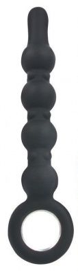 Черный анальный стимулятор с колечком-ограничителем - 17 см. от Bior toys