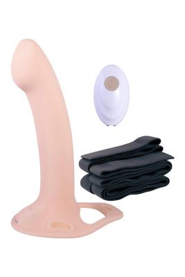 Телесный полый страпон с вибрацией Erection Agents - 24,1 см. от NMC