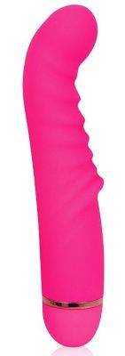 Розовый ребристый вибромассажер для стимуляции точки G - 15 см. от Bior toys