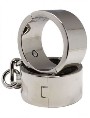 Серебристые гладкие металлические наручники с ключиком от Eroticon