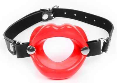 Красный кляп-губки на черном регулируемом ремешке от Bior toys