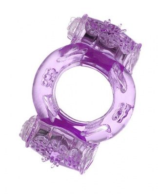 Фиолетовое виброкольцо с двумя вибропульками от ToyFa