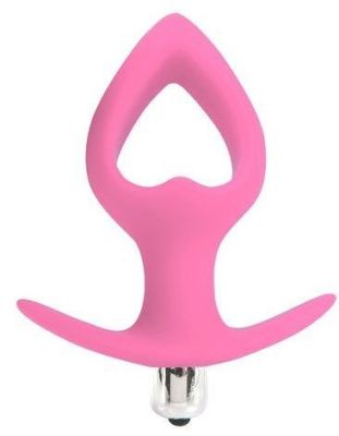 Розовая анальная вибровтулка в форме сердечка - 14 см. от Bior toys