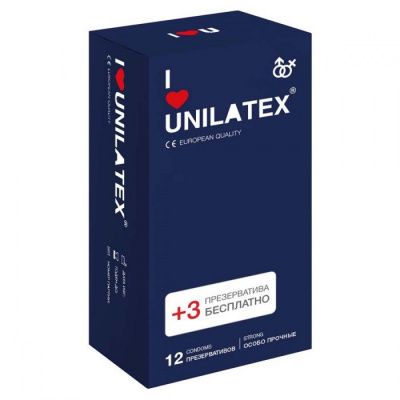 Ультрапрочные презервативы Unilatex Extra Strong - 12 шт. + 3 шт. в подарок от Unilatex