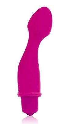 Розовый силиконовый изогнутый вибромассажер - 11,5 см. от Bior toys