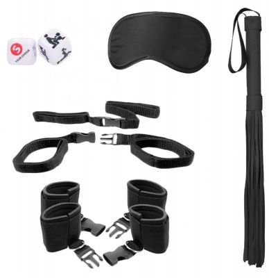 Черный игровой набор БДСМ Bed Post Bindings Restraing Kit от Shots Media BV