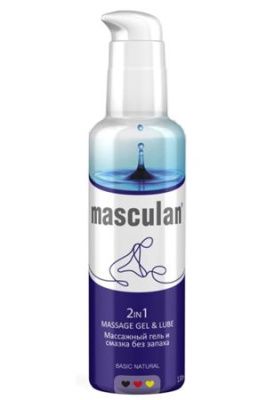 Массажная гель-смазка Masculan без запаха 2-в-1 - 130 мл. от Masculan