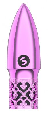 Розовая перезаряжаемая вибропуля Glitter - 6,8 см. от Shots Media BV