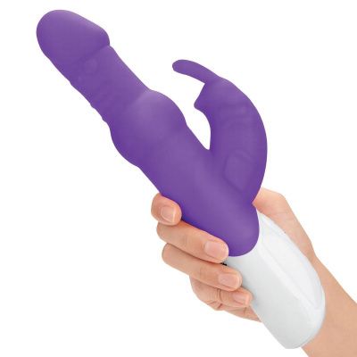 Фиолетовый вибратор-кролик с вращающимися бусинами - 25 см. от Rabbit Essentials
