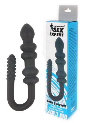Чёрный стимулятор с различным рельефом Sex Expert от Bior toys