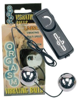 Серебристые вагинальные шарики с вибрацией ORGASM VIBRATING BALL от Seven Creations