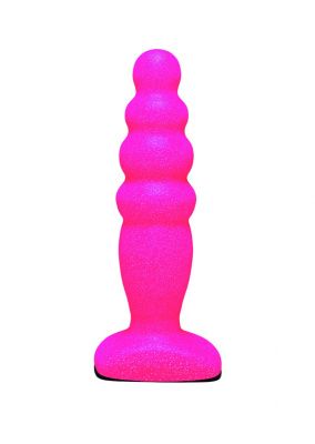 Розовый анальный стимулятор Small Bubble Plug - 11 см. от Lola toys