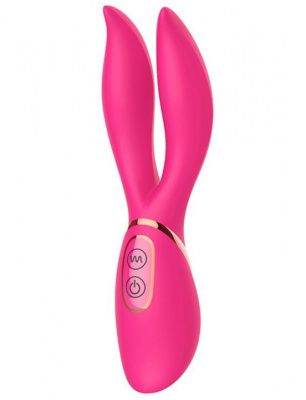 Розовый вибратор с 2 ушками Flower Core - 18,1 см. от Yuanse