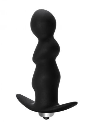 Чёрная фигурная анальная вибропробка Spiral Anal Plug - 12 см. от Lola toys
