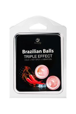 Набор из 2 шариков с массажным маслом Brazilian Balls с тройным эффектом от Secret Play