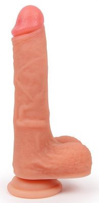 Телесный реалистичный фаллоимитатор с венками на присоске от Bior toys