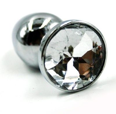 Малая анальная пробка из алюминия с прозрачным кристаллом - 7 см. от Kanikule