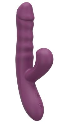 Фиолетовый силиконовый вибратор с эффектом фрикций - 21,8 см. от Secwell