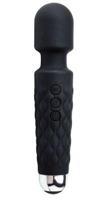 Черный перезаряжаемый wand-вибратор - 20,5 см. от Devi