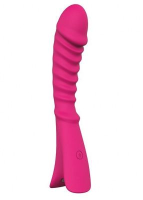 Розовый перезаряжаемый вибратор с ребрышками NAUGHTY BARONESS - 12,5 см. от Dream Toys