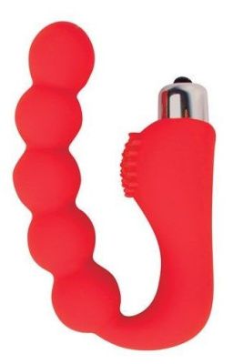 Красный силиконовый вибромассажер-елочка от Bior toys