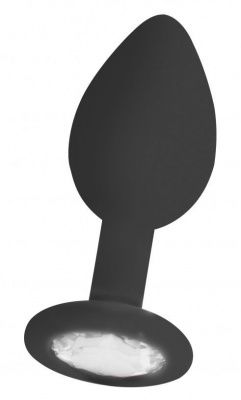 Черная анальная пробка с прозрачным кристаллом Diamond Butt Plug - 7,3 см. от Shots Media BV