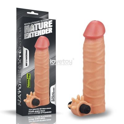 Телесная насадка-удлинитель на пенис с вибропулей - 17,8 см. от Lovetoy