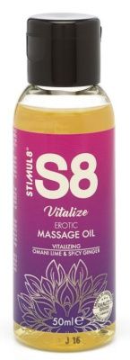 Массажное масло S8 Massage Oil Vitalize с ароматом лайма и имбиря - 50 мл. от Stimul8