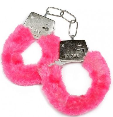 Металлические наручники с розовой опушкой и ключиком от Пикантные штучки