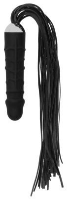 Черная плеть с рукоятью-фаллосом Whip with Realistic Silicone Dildo - 45,5 см. от Shots Media BV