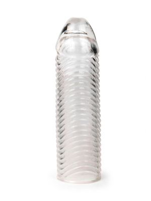 Прозрачная закрытая насадка на пенис с ребрышками - 16 см. от Sex Expert