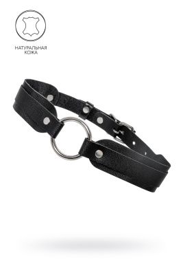 Черный кожаный чокер-ошейник со скруглёнными углами от Pecado