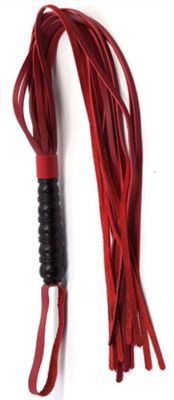 Красная многохвостовая плеть с черной ручкой - 82 см. от Eroticon