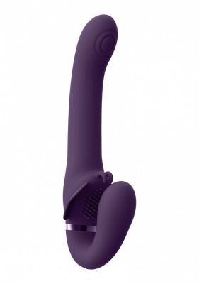 Фиолетовый женский безремневой вибрострапон Satu - 23 см. от Shots Media BV