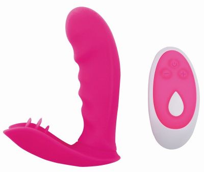 Малиновый клиторально-вагинальный стимулятор Strapless Strap-on - 11,9 см. от Chisa