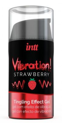 Жидкий интимный гель с эффектом вибрации Vibration! Strawberry - 15 мл. от INTT