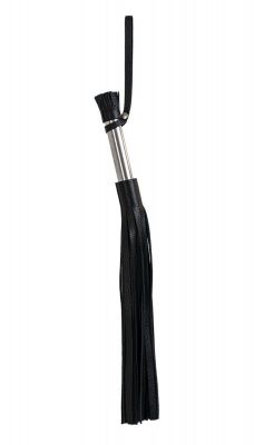 Чёрная кожаная плеть с 24 хвостами и металлической ручкой - 53 см. от Сумерки богов