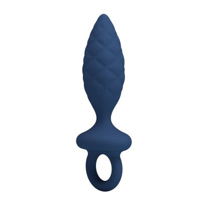 Синяя анальная пробка с кольцом Butt Plug with Loop L - 15,7 см. от Baile