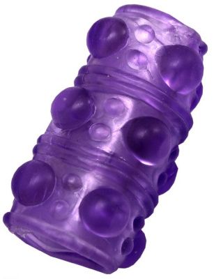 Фиолетовая сквозная насадка на фаллос с пупырышками - 5,5 см. от Play Star