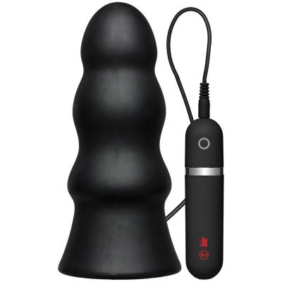 Анальная вибропробка Kink Vibrating Silicone Butt Plug Rippled 7.5  - 19 см. от Doc Johnson