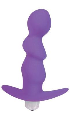 Фиолетовый рельефный вибромассажер с ограничителем - 9,5 см. от Bior toys