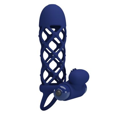 Синяя насадка на пенис Powerful Ring - 13,5 см. от Baile