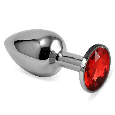 Серебристый плаг с красным кристаллом на основании - 7,6 см. от Lovetoy