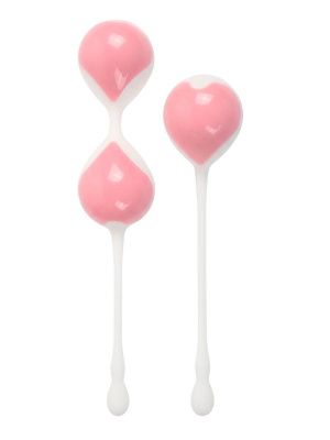 Набор розово-белых вагинальных шариков: двойные и одинарный от Erokay